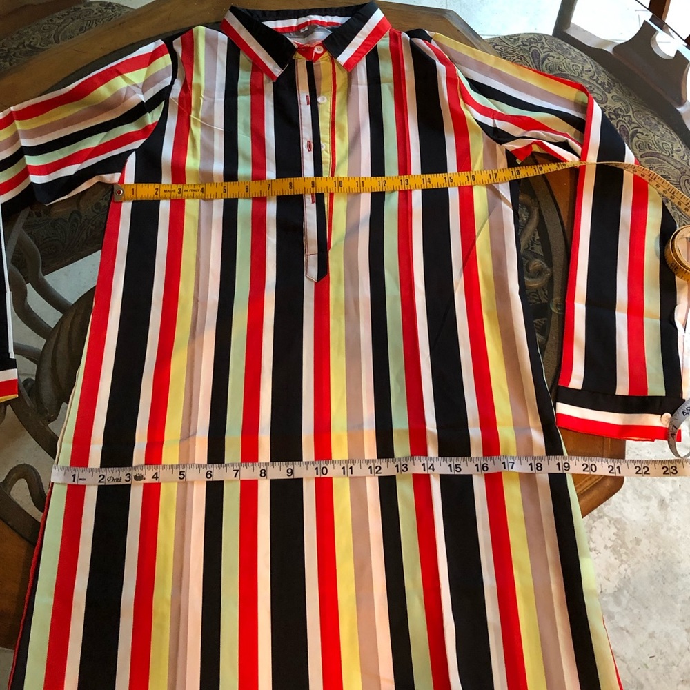 Striped shirt dress with tie - Picture 6 of 7